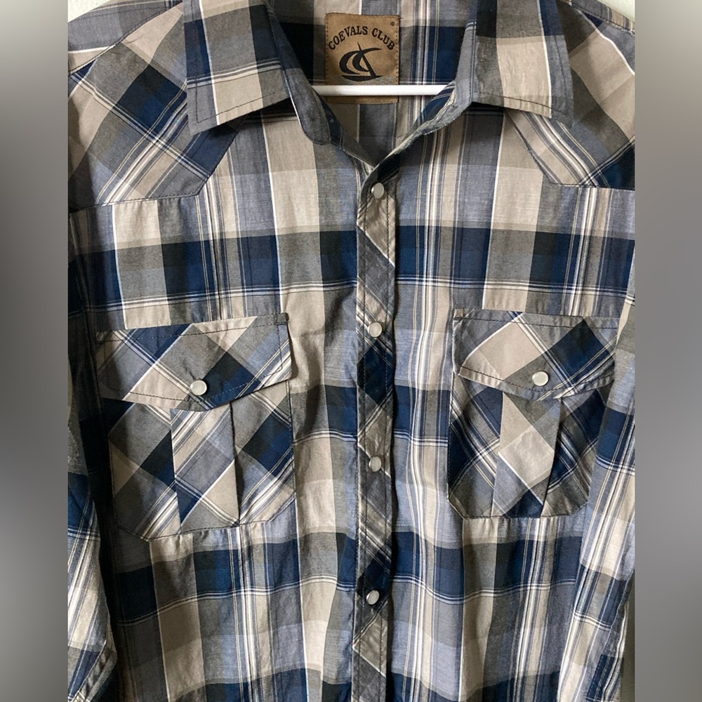 Classic Covals SZ L plaid Western shirt,long sleeve, snap button down